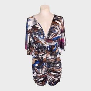 True Light Shimmer Abstract Print Ruched Bodycon Mini Dress